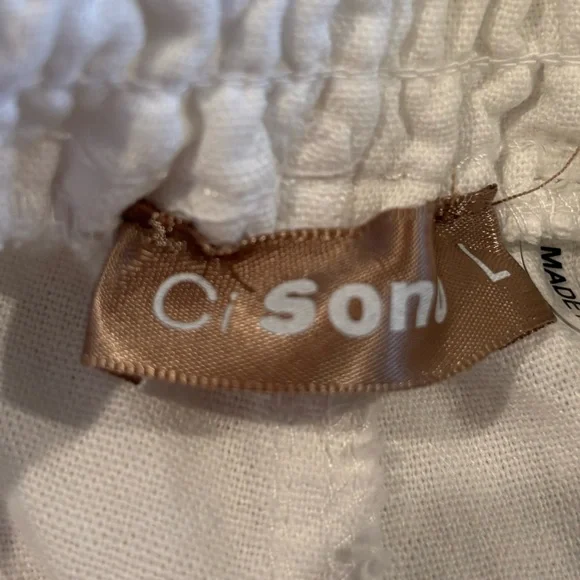 Ci Sono White Straight Leg Linen Pants Women’s Large - Picture 6 of 7